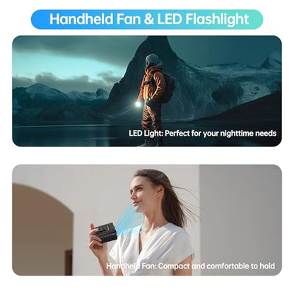 Waist Fan, 5000mAh Rechargeable Belt Clip Fan, 39ft/s Strong Airflow, 5 Speeds, Up to 29H Runtime, Wearable Hands-Free Cooling with LED SOS Light for Outdoor Camping Hiking - color: Black