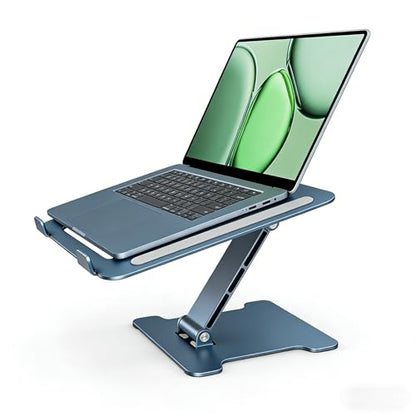 LRLKFX Laptop Stand Portable Foldable Aluminum Laptop Riser Height Adjustable Ergonomic Holder for Desk Compatible with MacBook Air Pro, Dell, HP, Lenovo & More 10-15.6" - Gray - color: Gray