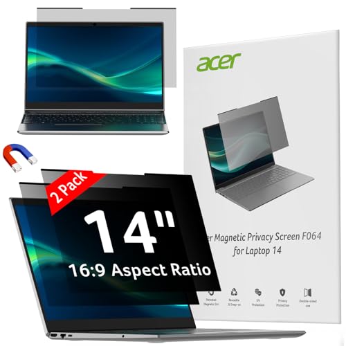Acer 2-Pack Laptop Privacy Screen - for Laptop 14 Inch 16:9, Magnetic & Removable Privacy Filter Shield, Anti-Glare Screen Protector, Dual-sided Monitor Shield, For HP, Dell and Other Major Brands - color: Laptop Privacy Screen 14" 16:9 Aspect