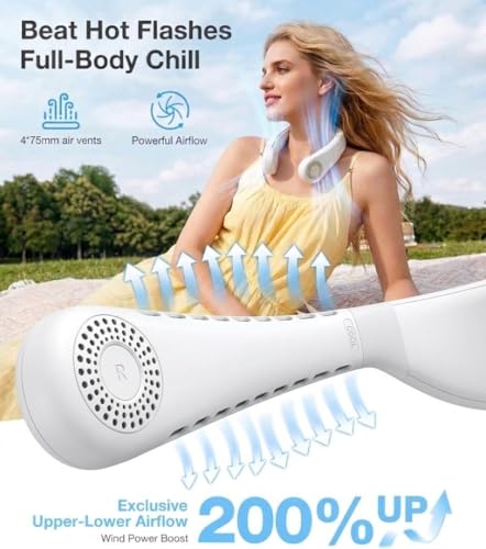 TORRAS COOLiFY Air 2026 Upgraded Neck Fan Air Conditioner, Dual-Airflow Pro Cooling, Ultra Light Portable Fan Rechargeable, Personal Cooling Fan Travel Essentials, Gift for Dad Father,White - color: White