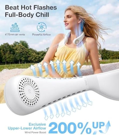 TORRAS COOLiFY Air 2026 Upgraded Neck Fan Air Conditioner, Dual-Airflow Pro Cooling, Ultra Light Portable Fan Rechargeable, Personal Cooling Fan Travel Essentials, Gift for Dad Father,White - color: White