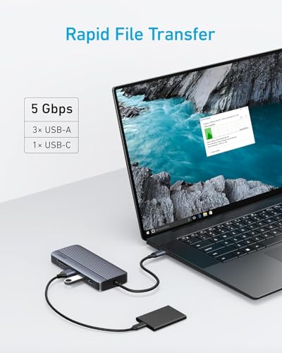 Anker USB-C Hub, 10-in-1 USB-C Hub, Dual-Display with 4K HDMI and 1080p VGA | 85W Max PD, 1 5Gbps USB-C and 3 5Gbps USB-A Data Ports, SD/TF Card Reader, 1 Gbps Ethernet, for Dell XPS, Vostro and More - style: 10-in-1【1 HDMI+1 VGA】