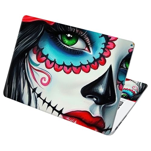 Universal Laptop Skin Sticker with 2 Wrist Pad Decals, 3-Piece Removable Vinyl Laptop Cover, Sugar Girl Skull Waterproof Anti-Scratch, Easy-Trim Fit for 13.3" 14" 15.6" Laptops - color: Sugar Girl Skull