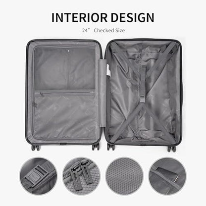 LEVEL8 Grace Luggage Sets Hardshell Suitcase with Wheels, Sturdy Large Suitcase Tsa Lock 20 Inch Expandable Carry on 24 Inch 28 Inch Checked Luggage, 3-Piece Set (20/24/28), Black - color: Black, size: 3-Piece Set (20/24/28)