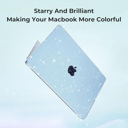 EooCoo Case for MacBook Air 15 inch M5 M4 M3 M2 2026-2023, Sparkly SkyBlue | Easy to Install, Sturdy, Plastic Hard Shell Case & Keyboard Cover & Screen Protector, Model: A3448 A3241 A3114 A2941 - color: Sparkly SkyBlue