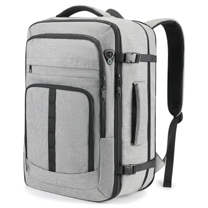 Travel Backpack,Carry on Backpack Expandable 40-50L with USB Cable Port,Fits 17.3 Inch Laptop Notebook,Water Resistant Business Travel Laptop Backpack for Men Women Weekend Trips,Daily Travel,Grey - color: Grey