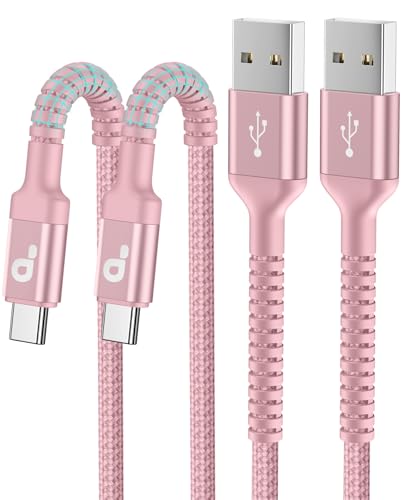 iPhone 16 USB C Cable Fast Charging [2 Pack, 6FT], USB A to USB C Charger | Cord Upgraded Extra Durable Braided USBC Cable Compatible with iPhone 17 16 15 Pro Max, and More USB C Devices -Pink - color: Pink, size: 6FT, style: USB A to USB C