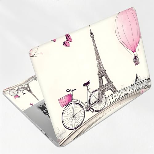 Paris Eiffel Tower Bicycle Universal Laptop Skin Sticker 3PCS, Protective Decal Trim-to-Fit 11.6" 13.3" 14" 15.6" Laptop Vinyl Cover, Removable Anti-Scratch Computer Decal Protector - color: Paris Eiffel Tower Bicycle