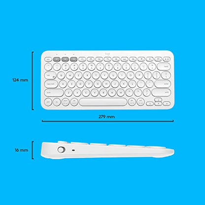 Logitech K380 Pebble Wireless Multi-Device Keyboard for Apple iOS, Apple TV Android or Chrome, Bluetooth, Compact Space-Saving Design, PC/Mac/Laptop/Smartphone/Tablet - Off White | Compact Bluetooth Keyboard, Pair and Switch Between 3 Devices, Scissor Key