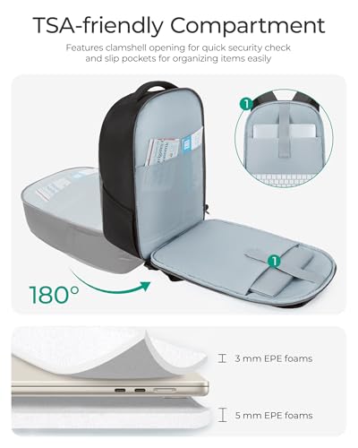 BAGSMART Laptop Backpack for Men, Backpack with Retractable Cable, 15.6 Inch Business Backpack, College Computer Backpack, Grey