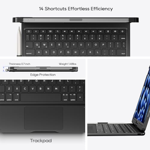 Keyboard Case iPad 10th 11th, Pro 11", Air 11" (M2-M4), (5th 4th Gen) Black | Pekarejue 360° Rotatable, Trackpad, Backlit, Pencil Holder, Fit iPad A16, Air 11/10.9 inch, Pro 11" (1st-4th Gen, 2022-2018) - color: Black, size: iPad 11th/10th Gen,Air 11/5th/