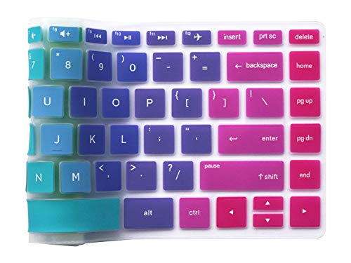 Silicone Keyboard Protective Skin Compatible 14" HP Pavilion x360 14M-BA 14M- CD 14M-CD0001DX 14-BF 14M-BW 14-CM 14-CF Series 14-BF040WM 14M-CD0001DX (esc Delete ctrl Keys are Square Angles) (Rainbow - color: Rainbow
