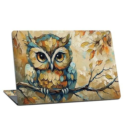 Universal Laptop Skin Sticker with 2 Wrist Pad Skins, Waterproof Scratch Resistant Vinyl Laptop Cover Decal, Cut to Fit for 11–15.6 Inch MacBook HP Dell Lenovo, Art Owl - color: Art Owl