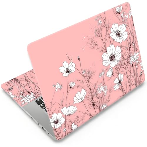 DEGDFSGR 12.1-15.6 Inch Universal Reusable Laptop Skin Sticker Decal, Waterproof Removable Protector for Notebook Cover, Scratch-Resistant Vinyl Cuttable Full Wrap Sticker, Pink Floral Wildflower - color: Pink Floral Wildflower