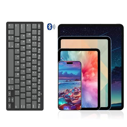 OMOTON Ultra-Slim Bluetooth Keyboard for iPad 11th/10th/9th/8th/7th, iPad Pro/Air/Mini and iPhone Series, Wireless iOS Keyboard with 12 Multimedia Keys for Office, School, Graphite Black & Gray - color: Graphite Black & Gray