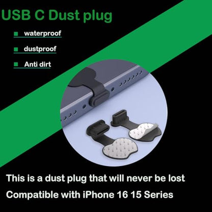 8 Pcs Dust Plug for Phone - USB C Port Cover Cap Protector Against Dust,Anti-Loss Plug for Phones,for iPhone 15/16/17 & Air, MacBook Pro/Air, Galaxy S24-S8, Pixel, Kindle,...