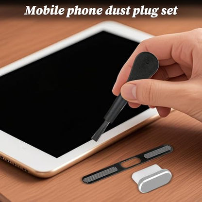 USB C Plug Cover Soft Protector Cleaner Set Electronic Device | Precise Anti Dust Kit for Phone Home Outdoor Offices Desk Car - color: Silver