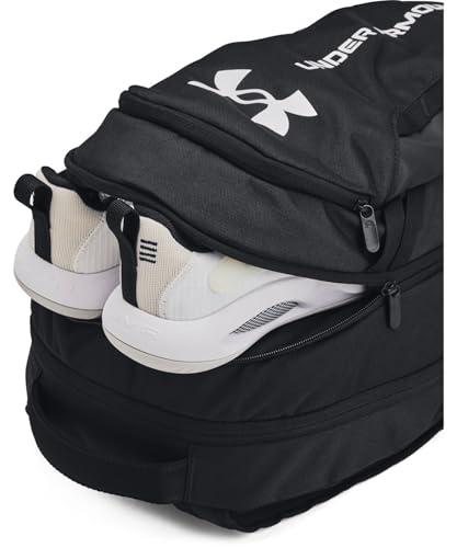 Under Armour Unisex-Adult Hustle 6.0 Backpack, (002) Black/Black/White, One Size Fits Most - color: (002) Black / Black / White, size: One Size