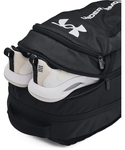 Under Armour Unisex-Adult Hustle 6.0 Backpack, (002) Black/Black/White, One Size Fits Most - color: (002) Black / Black / White, size: One Size