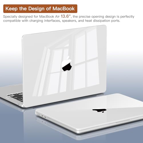 CISSOOK for MacBook Air 13.6 inch Case Clear M2 M3 M4 Model A2681 A3113 A3240, Transparent Hard Shell Case Protective Cover with Keyboard Cover for MacBook Air 13 inch 2022 2024 2025 - Clear | A3449 A3240 A3113 A2681, 5in1 Set Hard Shell Case Keyboard Cov