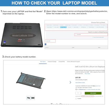 WDX0R Laptop Battery for dell Inspiron 15 7579 7569 5578 5565 5567 5568 5570 5775 5579 7560 7570 13 5378 5368 7375 7368 7378 17 5765 5767 5770 Series P69G001 P58F P58F001 P75F P66F P69G 3CRH3 - size: WDX0R 10.47 × 6.61 × 0.83 in