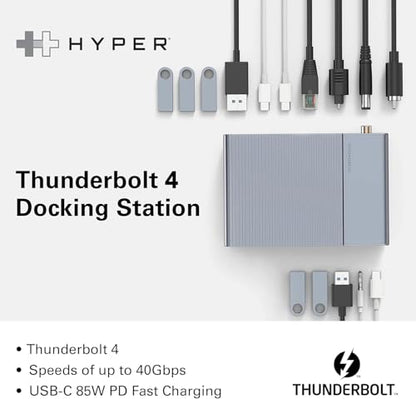 HyperDrive USB-C & Thunderbolt 4 GEN2 14-in-1 Dock for MacBook Pro/Air, iPad, PC - High-Speed Thunderbolt Docking Station - 40Gbps, Gigabit Ethernet, 85W PD - style: 14-in-1