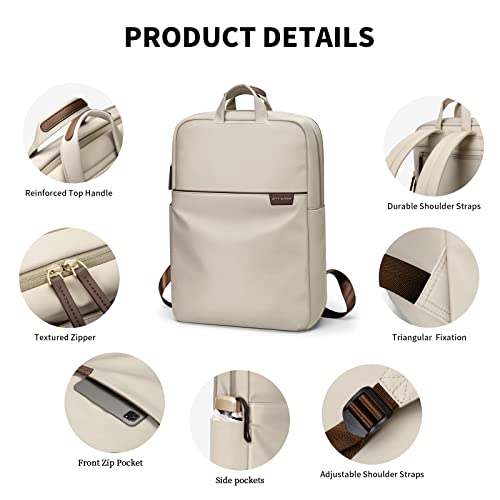 GOLF SUPAGS Travel Laptop Backpack for Women Anti Theft Slim Durable College Bookbag Business Computer Bag Fit 15.6Inch Notebook (Apricot, 15.6Inch) - color: Apricot, size: 15.6 Inch