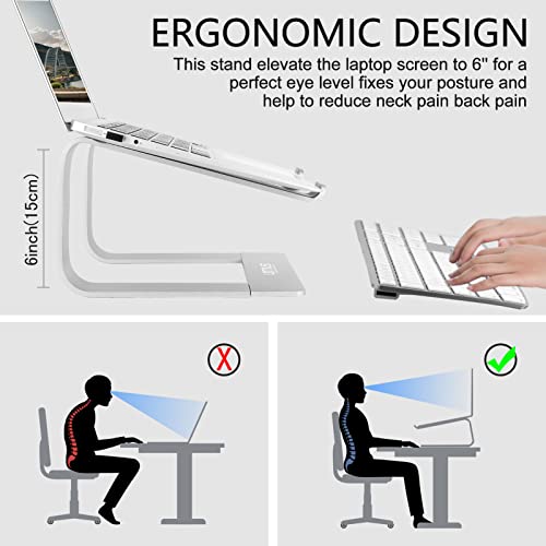 Urmust Laptop Stand for Desk - Ergonomic Computer Stand Riser Holder for MacBook Air Pro, Dell, HP, Lenovo, Samsung, Alienware Laptops 11-15.6" (Silver, Up to 15.6" Laptop) - color: D-Silver