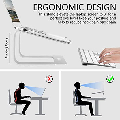 Urmust Laptop Stand for Desk - Ergonomic Computer Stand Riser Holder for MacBook Air Pro, Dell, HP, Lenovo, Samsung, Alienware Laptops 11-15.6" (Silver, Up to 15.6" Laptop) - color: D-Silver