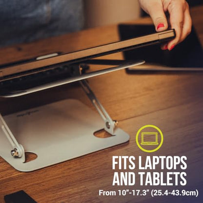 Wayfinder Supply Co. Portable Laptop Stand, Height Adjustable Riser with Open Back for Ventilation and Cooling, Foldable, Fits Laptops up to 17.3", Supports up to 11lbs. (WF-LAPTOPTABLET-COMPACT)