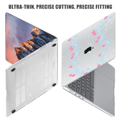 for with MacBook Pro 14 inch Case 2026-2021 M5 M4 M3 M2 M1 Pro/Max A3426 A3427 A3434 A3112 A3401 A2918 A2992 A2779 A2442, Hard Shell with Keyboard Cover+Protective Film, Cherry Bow - color: Cherry Bow