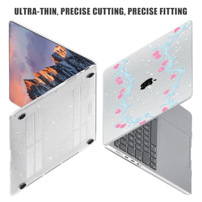 for with MacBook Pro 14 inch Case 2026-2021 M5 M4 M3 M2 M1 Pro/Max A3426 A3427 A3434 A3112 A3401 A2918 A2992 A2779 A2442, Hard Shell with Keyboard Cover+Protective Film, Cherry Bow - color: Cherry Bow