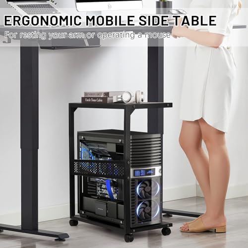 Bfttlity Large Computer Tower Stand 2-Tier Metal PC Stand for Floor Carpet | Under Desk Mobile CPU Stand for Most Computer Towers, 17.52"L x 27.16 "H - size: Extra Large-Black