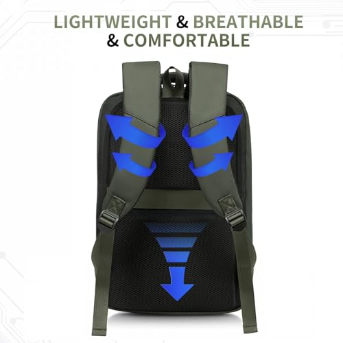 Small Inch Laptop Backpack with USB A/C Port, Slim Water-Resistant Computer Backpack for Work, College and Travel, Gray - color: Green