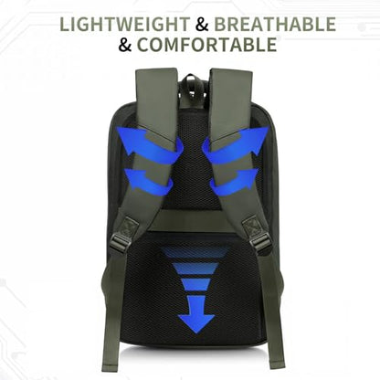 Small Inch Laptop Backpack with USB A/C Port, Slim Water-Resistant Computer Backpack for Work, College and Travel, Gray - color: Green