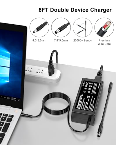 65W 45W Charger Compatible with Dell Laptop Inspiron 11/13/14/15/17 3000 5000 7000 Series 3583 3593 5570 Latitude E5450 XPS 13-65 45 Watt AC 2-in-1 Computer Adapter Power Cord 4.5 * 3.0 mm Jack