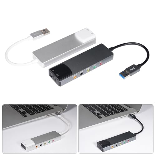 USB External Sound Card with SPDIF Digital Sound for 5.1 & 7.1 Surround Sound Systems, Aluminum Body - color: Gray
