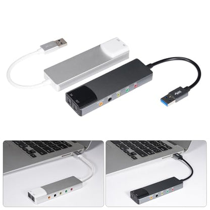 USB External Sound Card with SPDIF Digital Sound for 5.1 & 7.1 Surround Sound Systems, Aluminum Body - color: Silver