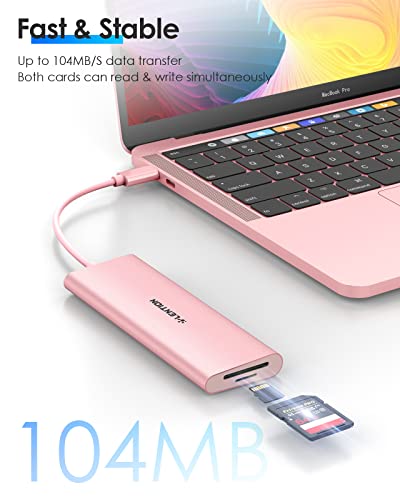 LENTION 7-in-1 USB C Multiport Hub with 4K HDMI, 100W PD, 3 USB 3.0 Ports, SD/MicroSD Card Reader Compatible MacBook Pro/Air 2016-2025 Stable Driver Adapter (CB-C36B, Rose Gold)
