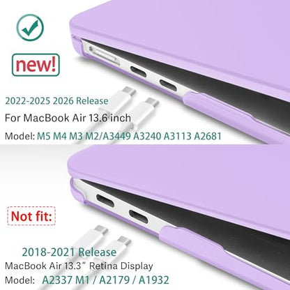 May Chen Case for MacBook Air 13/13.6-inch (M5/M4/M3/M2, 2022-2026 Models A3449 A3240 A3113 A2681), Lightweight | Closes Seamlessly | Ideal for Work Hard Shell Case, Matte Purple - color: Matte Purple