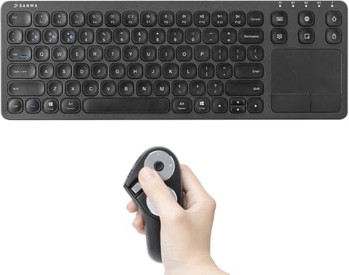 SANWA 3 in 1 Wireless Handheld Mouse + Bluetooth Touchpad Keyboard Set, Presentation Clicker, Remote Air Mouse with Scroll, Portable Finger Mice, Rechargeable Trackpad for Mac, PC, Laptop, Phone, Tabl