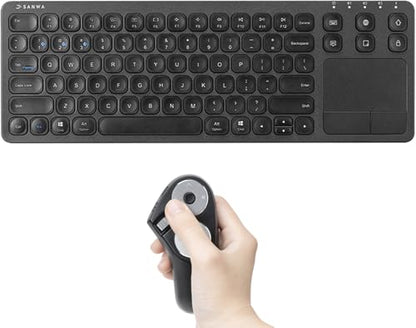 SANWA 3 in 1 Wireless Handheld Mouse + Bluetooth Touchpad Keyboard Set, Presentation Clicker, Remote Air Mouse with Scroll, Portable Finger Mice, Rechargeable Trackpad for Mac, PC, Laptop, Phone, Tabl