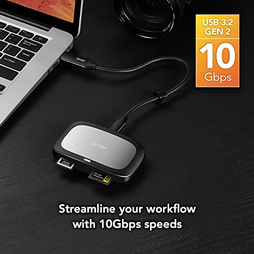 Lexar CFexpress Type A/SD Card Reader, Up to 10Gbps, USB 3.2 Gen 2 | Designed for CFexpress Type A & SD Cards, Dual-slot Simultaneous Offload, Compact, Includes USB-C/A Cable, LRW530U-RNBNG - style: CFexpress Type A / SD USB 3.2