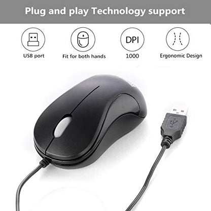 SOON GO Mini USB Wired Mouse for Laptop, Office, Business, Notebook, MacBook, Desktop, Chromebook, PC - Black - color: Blacksinge