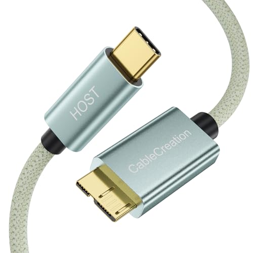 CableCreation USB C 3.1 to Micro B Cable 1FT, Micro B External Hard Drive | 10G Short USB Type C Cable for iPhone 15/16/17, Galaxy S24, Seagate WD Westgate My Passport, MacBook Pro/Air, iPad/Tablet - color: Green, size: 1 ft