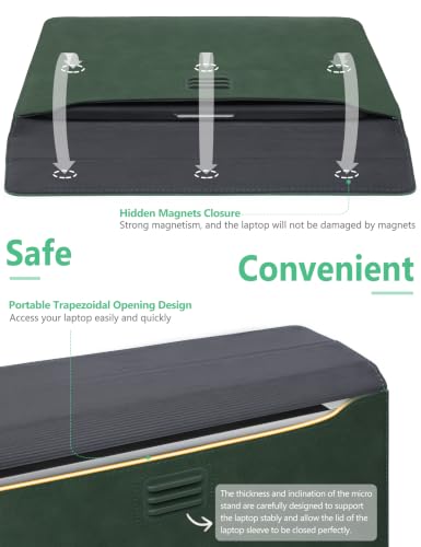 HYZUO 13.3-14 Inch Laptop Case Sleeve with Adjustable Stand, Midnight Green | for MacBook Pro 14 M5/M4/M3/M2/M1 Pro/Max A3426 A3427 2026-2021, MacBook Air/Pro 13.3, 13.8-13.5 Surface Laptop - color: Midnight Green, size: 13.3-14 Inch