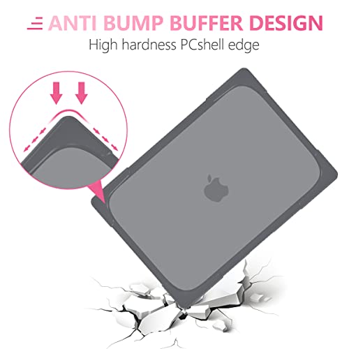 Batianda Heavy Duty Case for MacBook Pro 14 inch 2026-2021, Grey | Fits M5/M4/M3/M2/M1 Pro Max Chip, Ergonomic Foldable Stand Holds 22 lbs, Shockproof Bumper, Matte Translucent Hard Shell - color: Gray