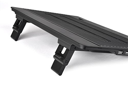 Thermaltake Massive 14 Steel Mesh Panel Dual 140mm Blue LED Fan Adjustable Speed Control 10"-17" Laptop Notebook Cooling Pad CL-N001-PL14BU-A,Black - style: 2 Fans