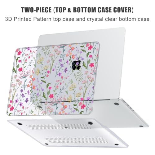 for with MacBook Pro 14 inch Case 2026-2021 M5 M4 M3 M2 M1 Pro/Max A3426 A3427 A3434 A3112 A3401 A2918 A2992 A2779 A2442, Hard Shell with Keyboard Cover+Protective Film, Flower - color: Flower