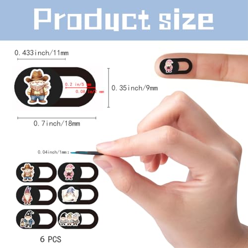6Pcs 6 Styles Computer Camera Cover Slide 0.03 Inch Ultra Thin Webcam Cover for Mini PC Phone Laptop Desktop Tablets Notebook Gnome Design Plastic Durable Privacy Protectors for Home Use - color: Gnome-1